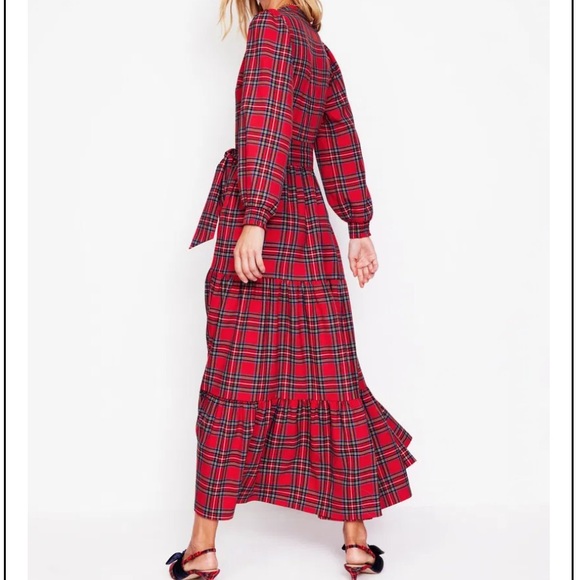 Boden Alba Check Tie Waist Long Sleeve Maxi Dress Size 2 - Picture 2 of 16